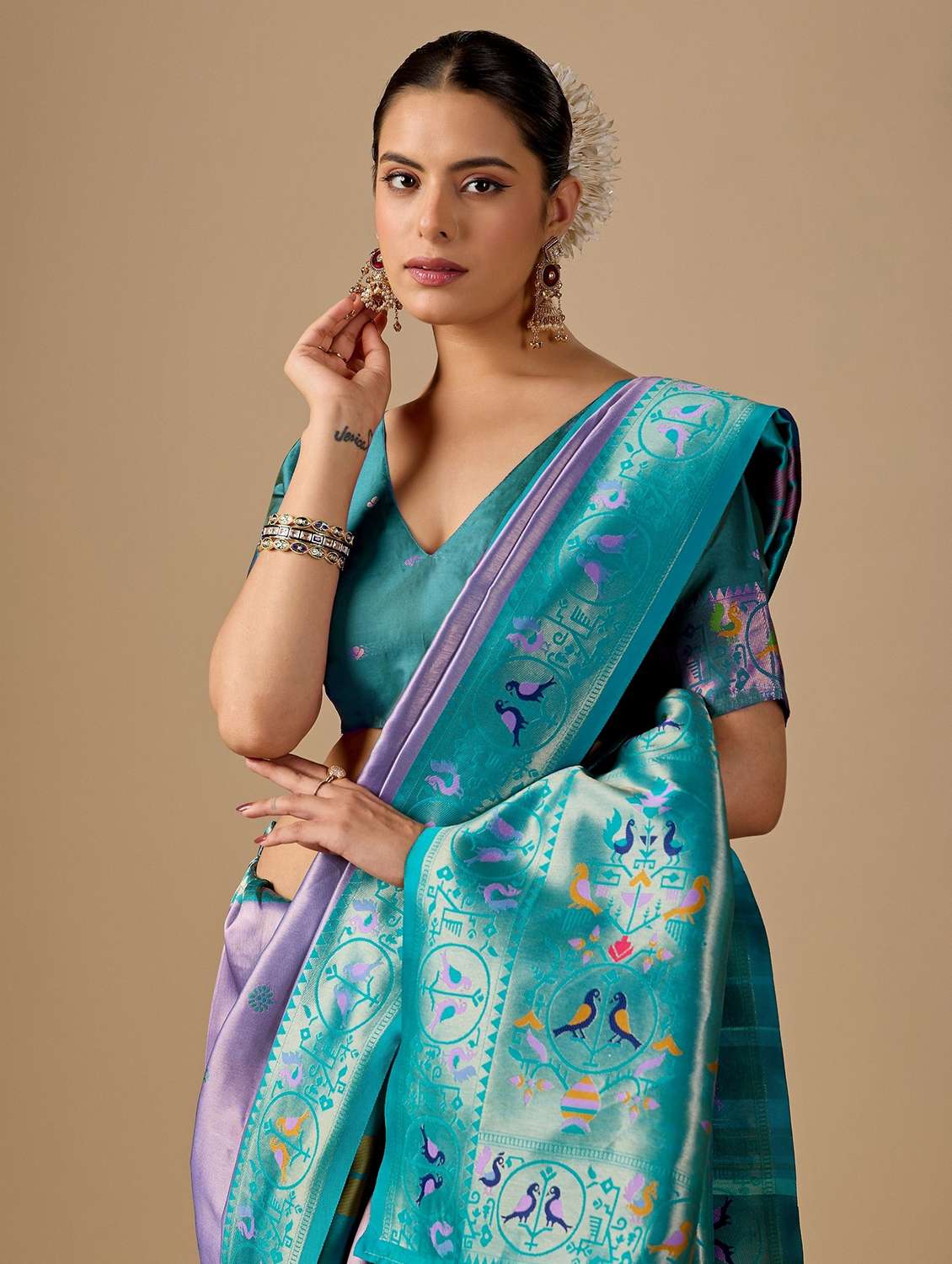 women self design paithani saree with blouse - 22587480 -  Standard Image - 1