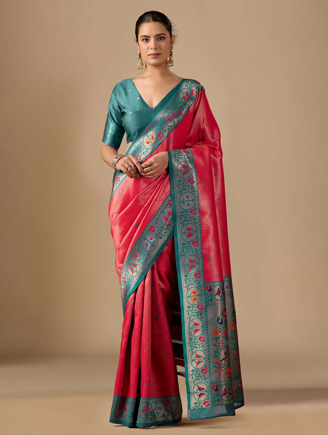 women self design paithani saree with blouse