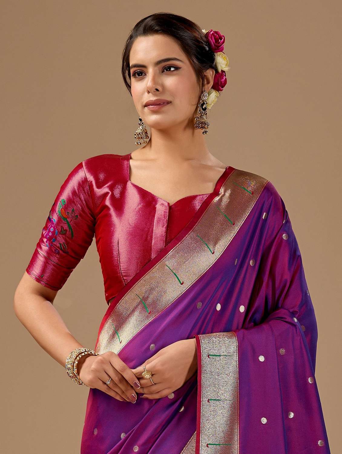 women self design paithani saree with blouse - 22587517 -  Standard Image - 1