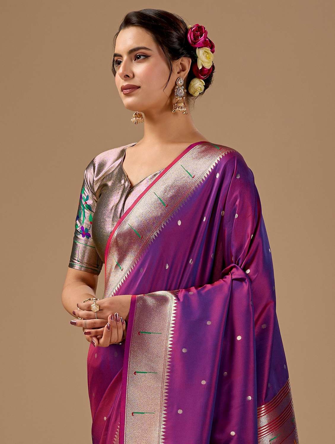 women self design paithani saree with blouse - 22587522 -  Standard Image - 1