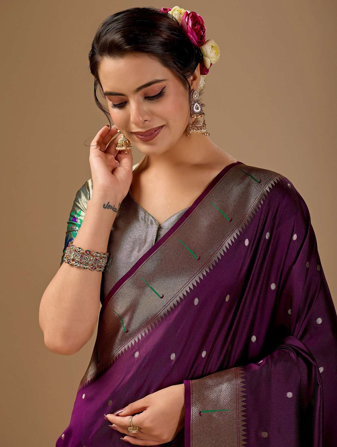 women self design paithani saree with blouse - 22587524 -  Standard Image - 1