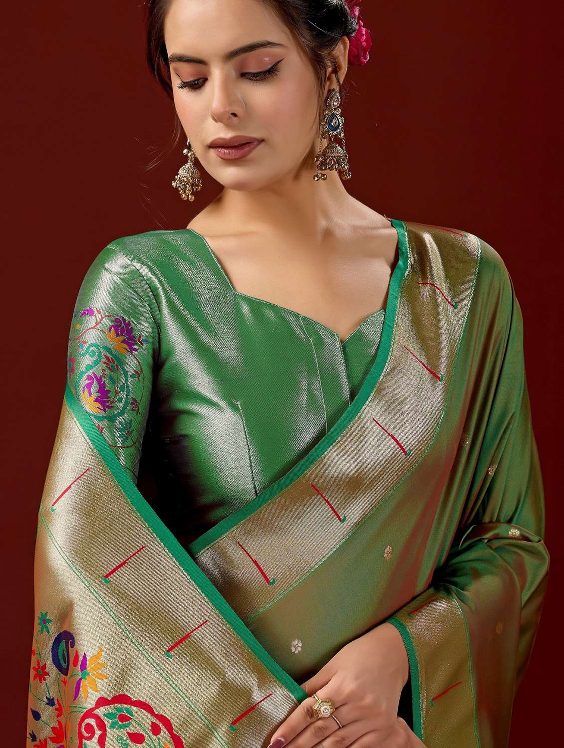 women self design paithani saree with blouse - 22587525 -  Standard Image - 1
