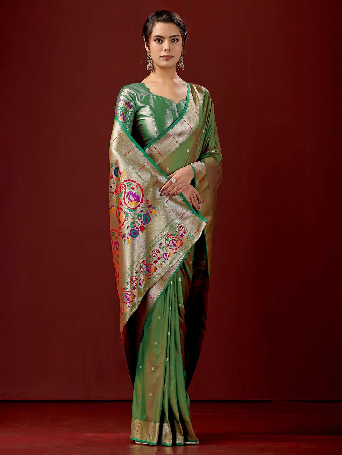 women self design paithani saree with blouse - 22587525 -  Standard Image - 4