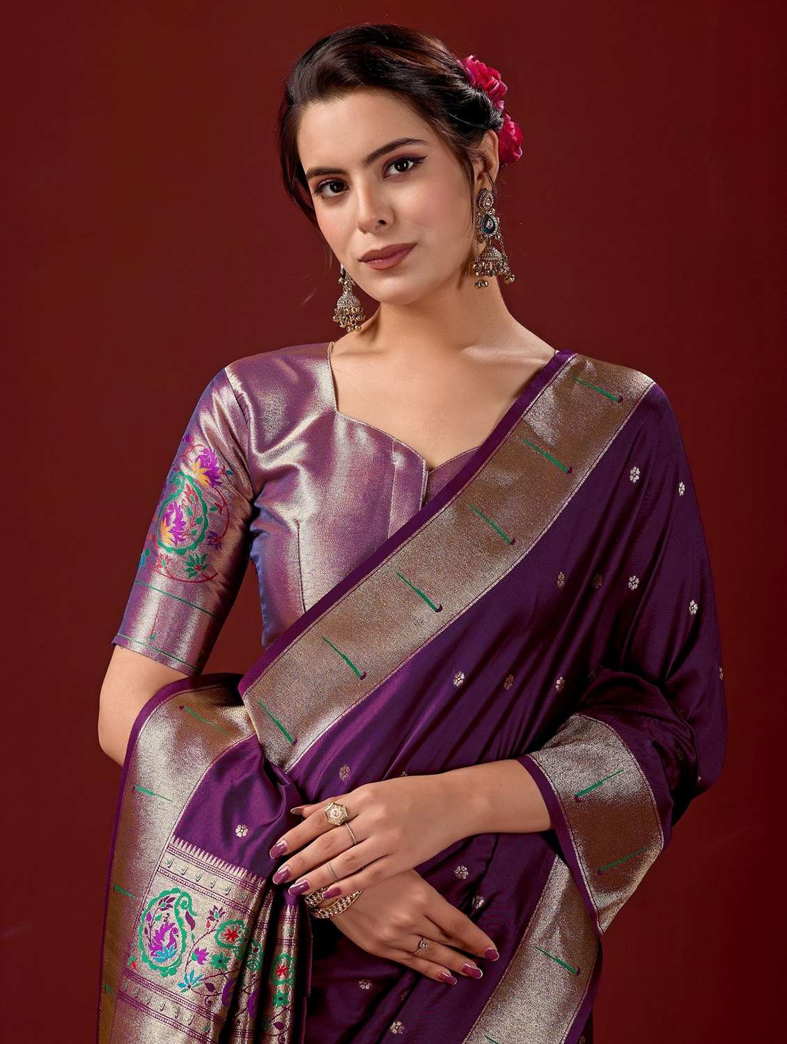 women self design paithani saree with blouse - 22587530 -  Standard Image - 1