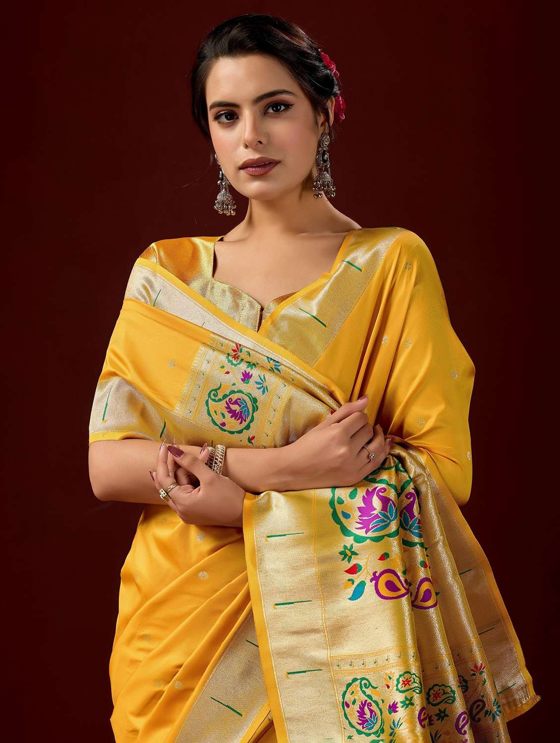 women self design paithani saree with blouse - 22587531 -  Standard Image - 1