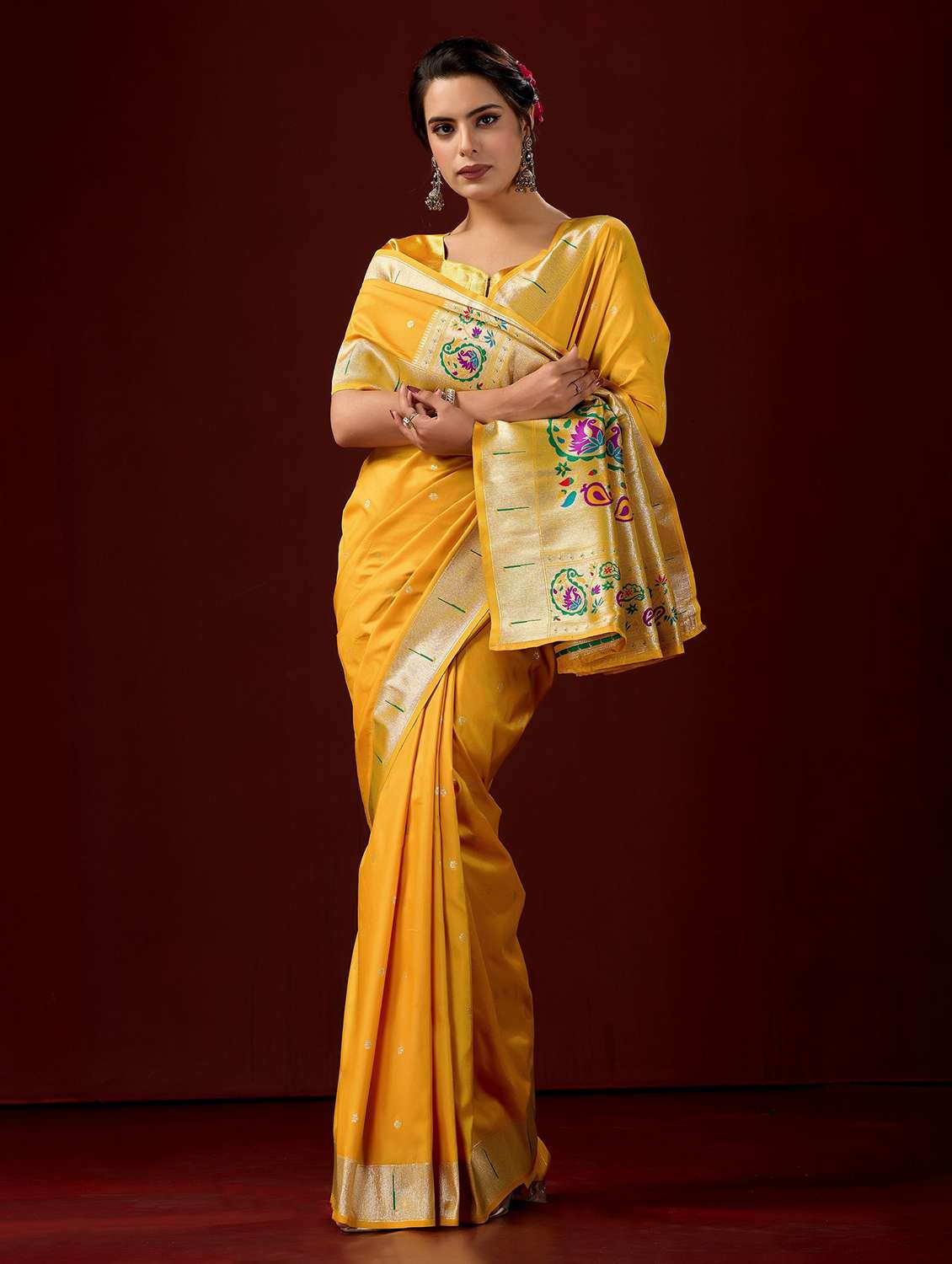 women self design paithani saree with blouse - 22587531 -  Standard Image - 4