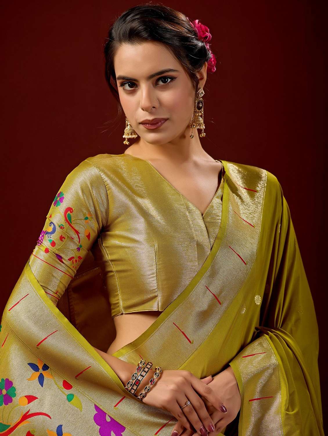 women self design paithani saree with blouse - 22587533 -  Standard Image - 1