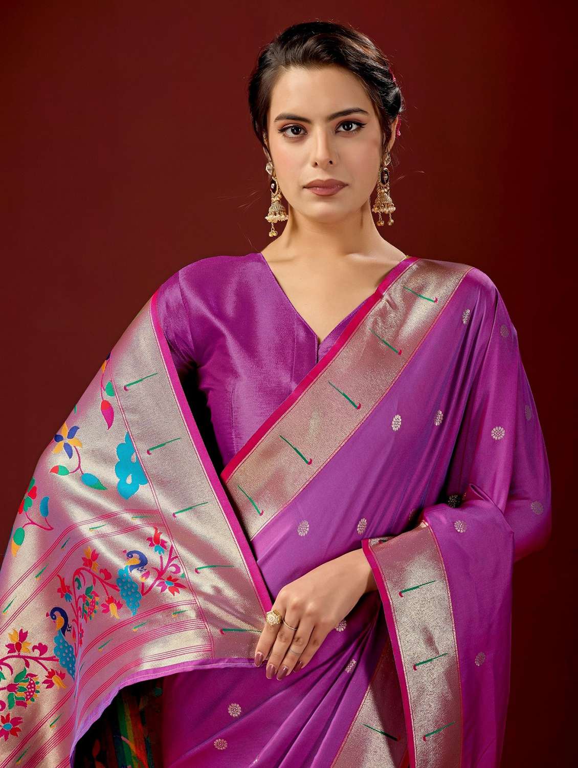 women self design paithani saree with blouse - 22587534 -  Standard Image - 1
