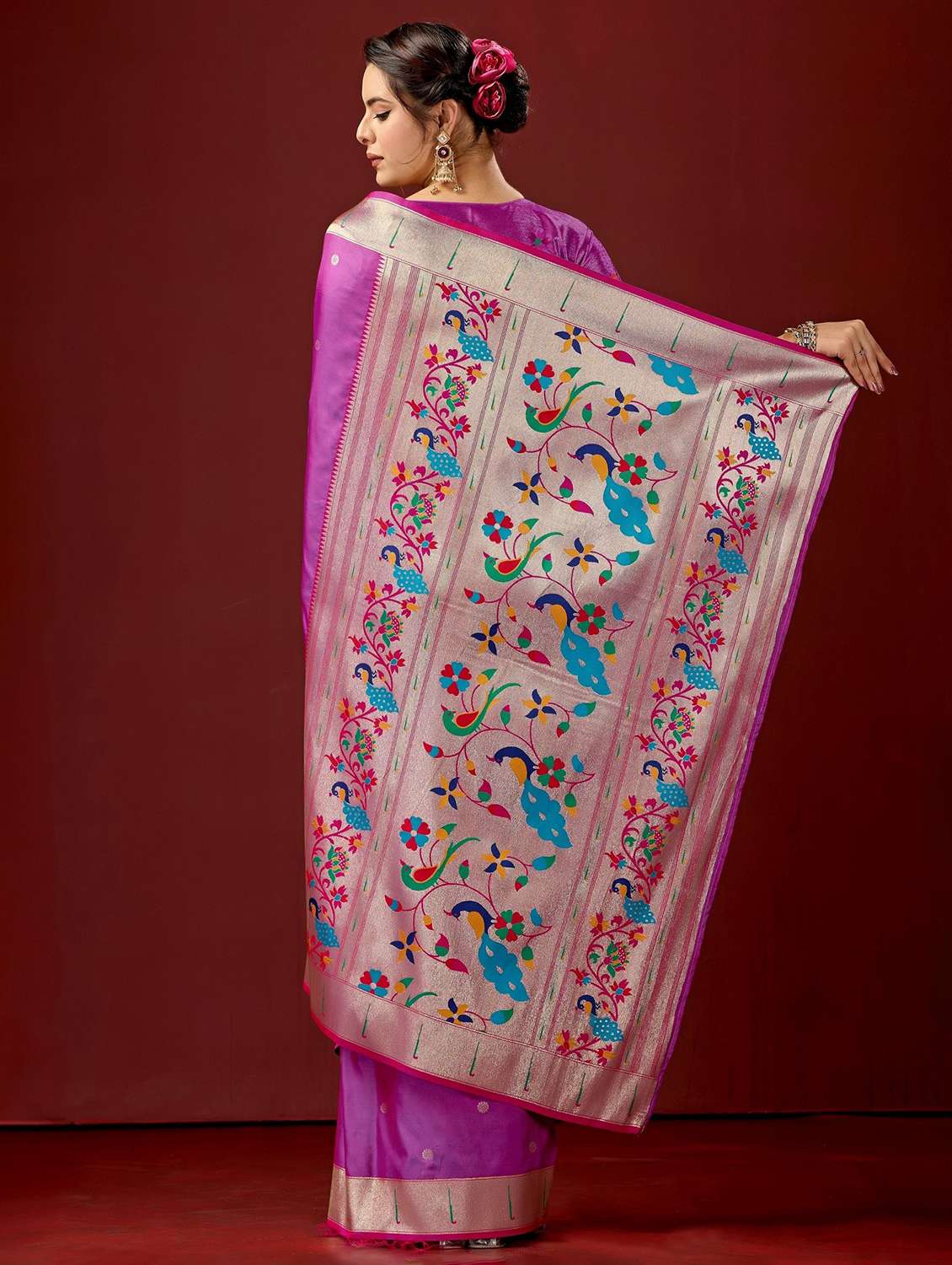 women self design paithani saree with blouse - 22587534 -  Standard Image - 4