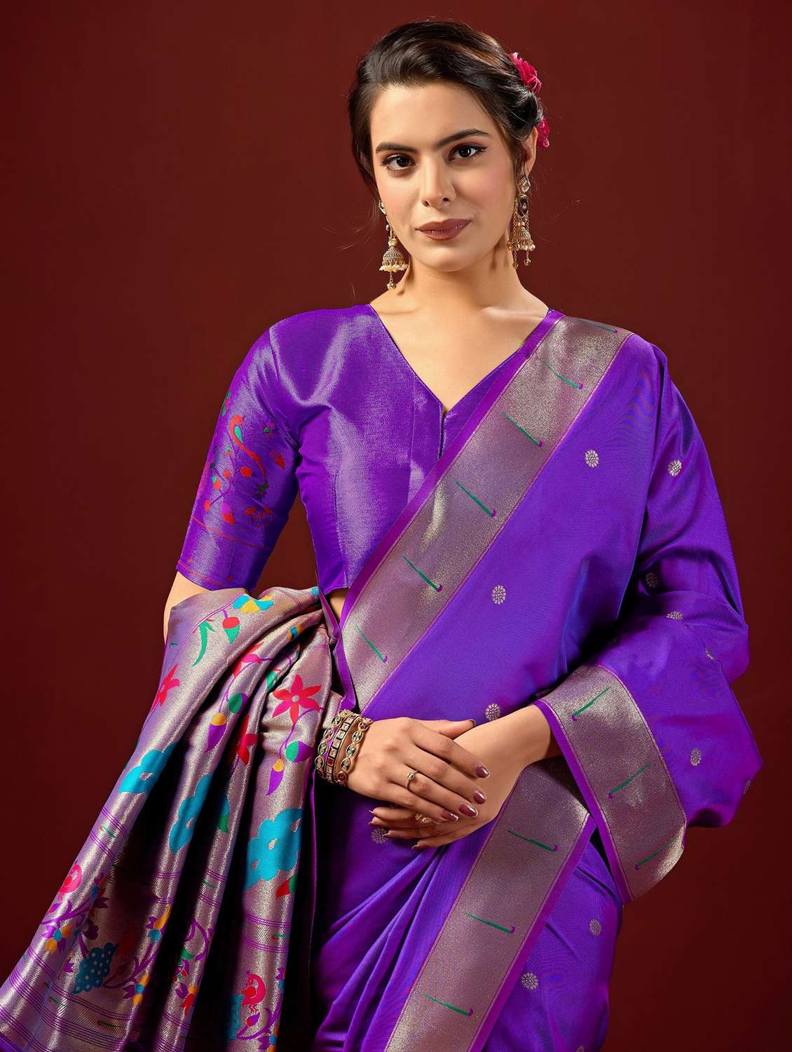 women self design paithani saree with blouse - 22587536 -  Standard Image - 1