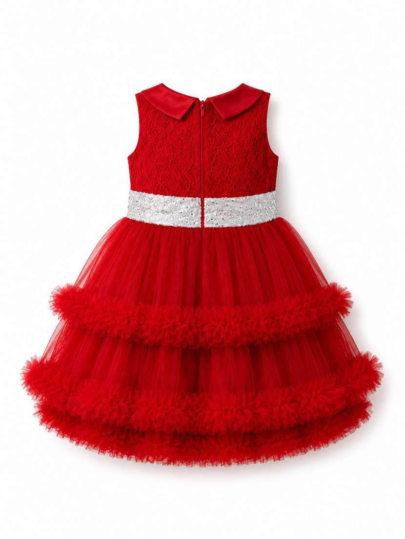 girls self design sleeveless fit and flare dress - 22587601 -  Standard Image - 4