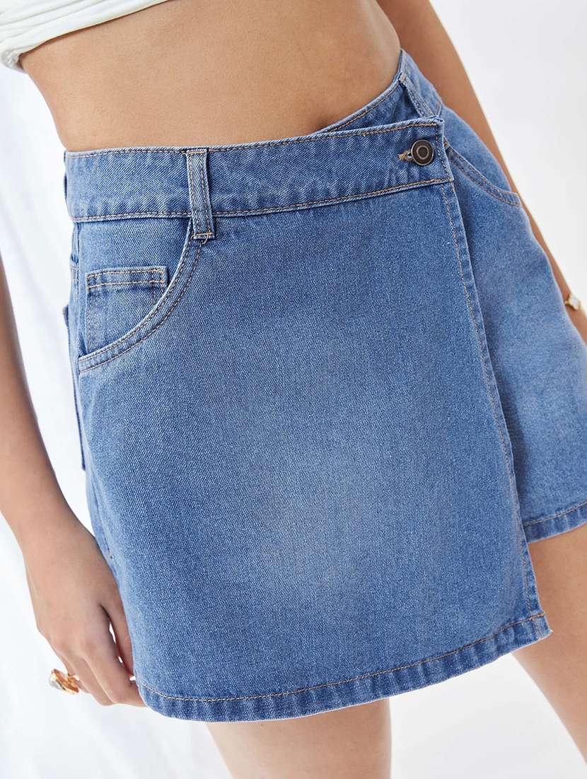 women washed high rise skorts - 22587717 -  Standard Image - 1