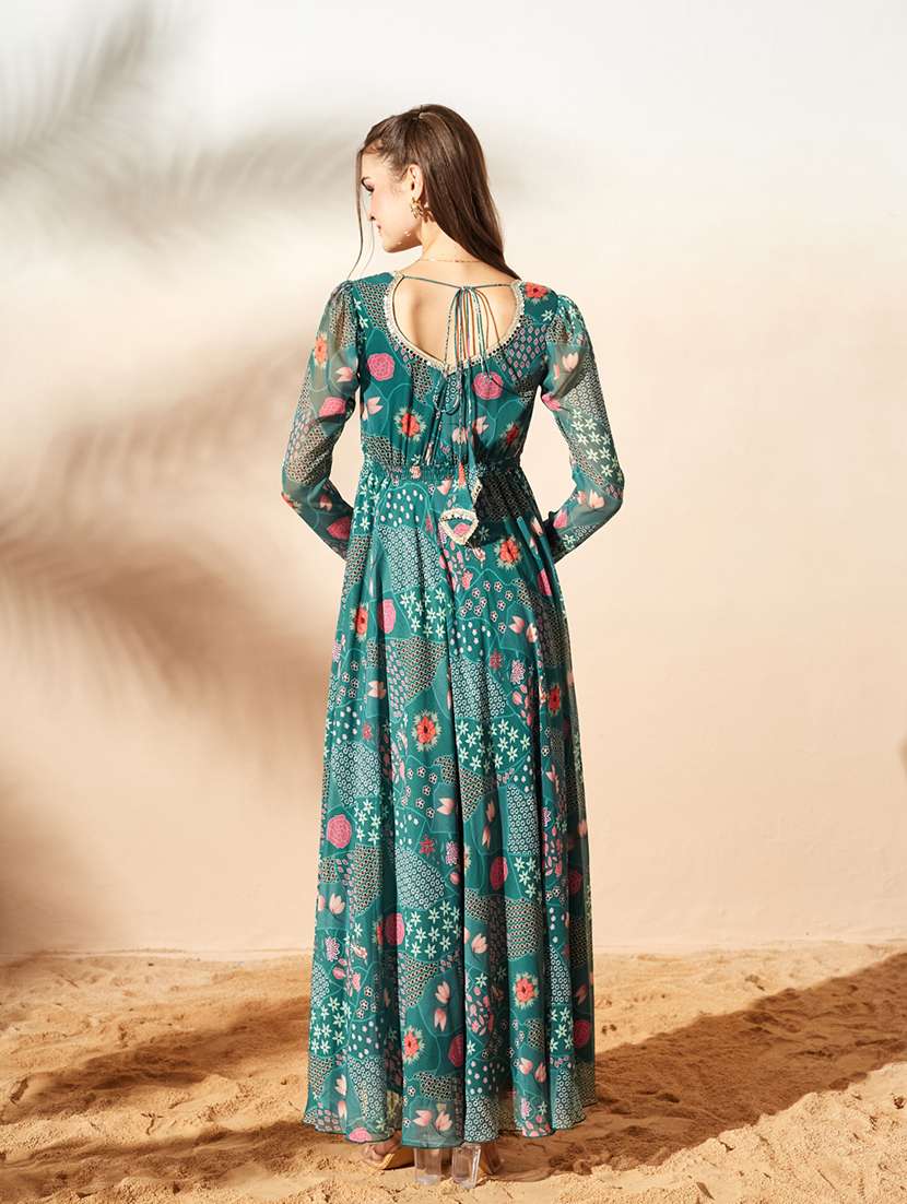 Women Printed Long Sleeves Anarkali Dress - 22587734 -  Standard Image - 4