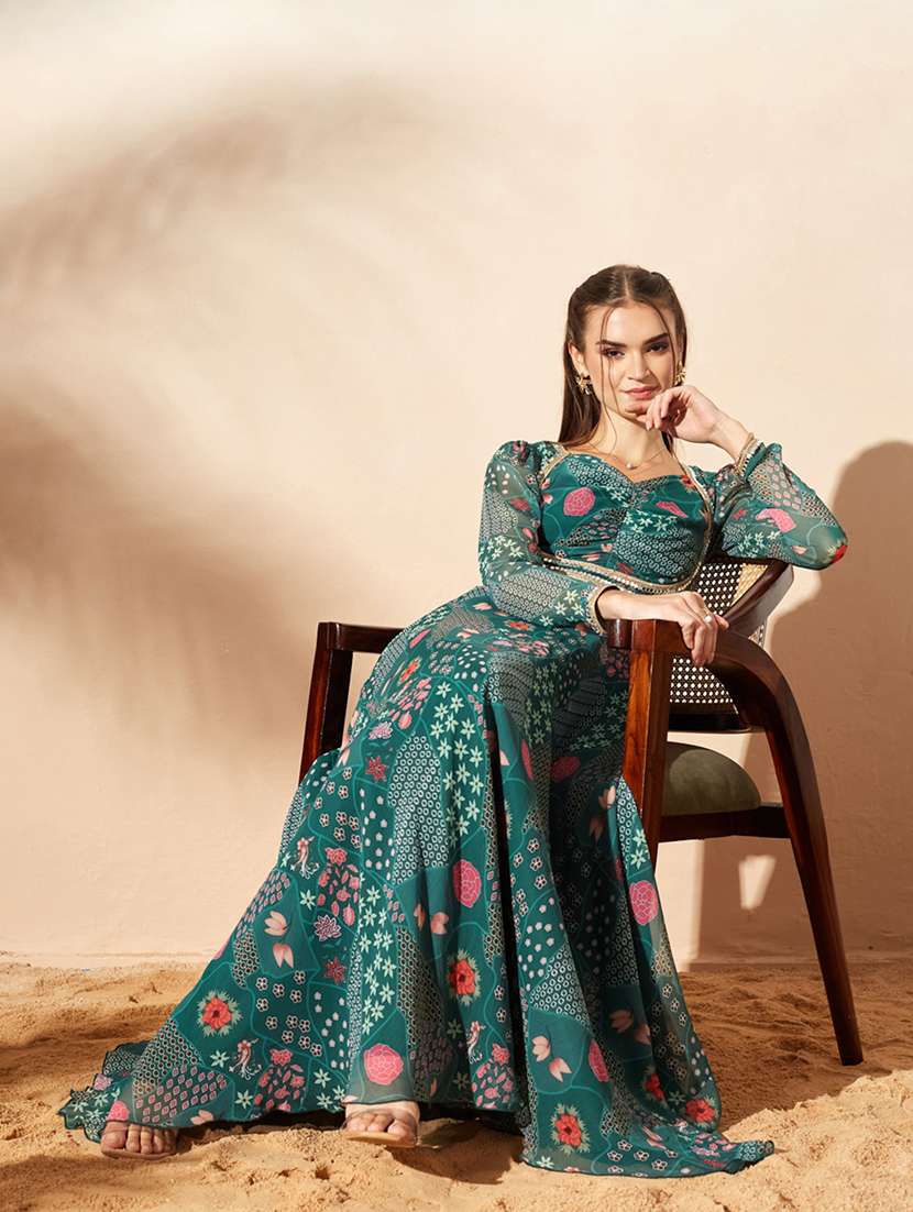 Women Printed Long Sleeves Anarkali Dress - 22587734 -  Standard Image - 6