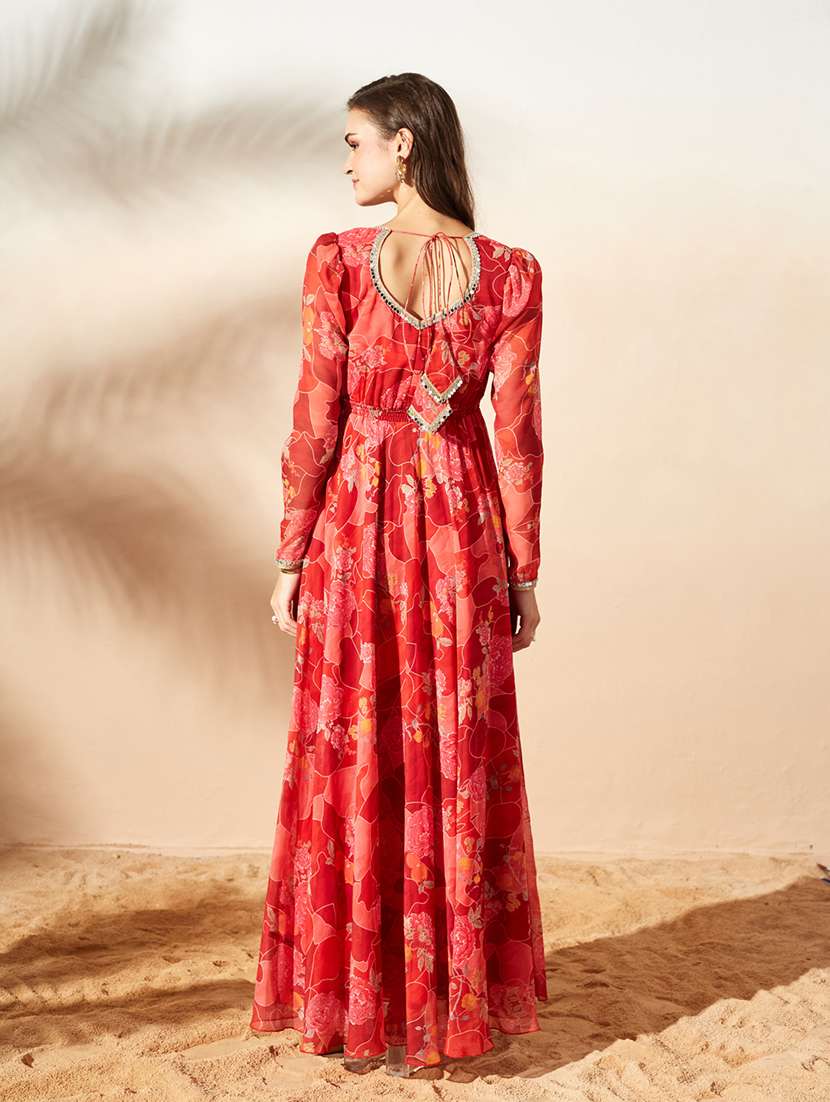 Women Printed Long Sleeves Anarkali Dress - 22587735 -  Standard Image - 4