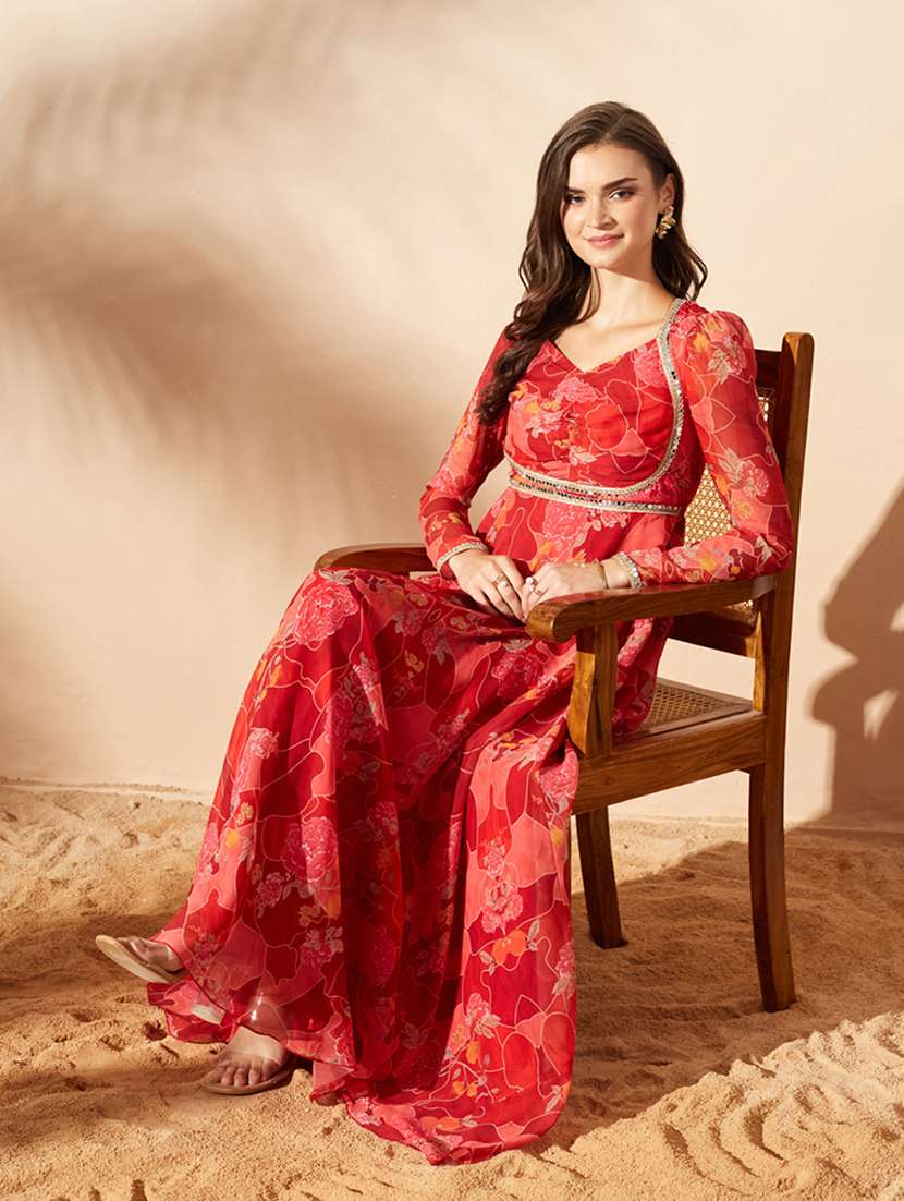 Women Printed Long Sleeves Anarkali Dress - 22587735 -  Standard Image - 6
