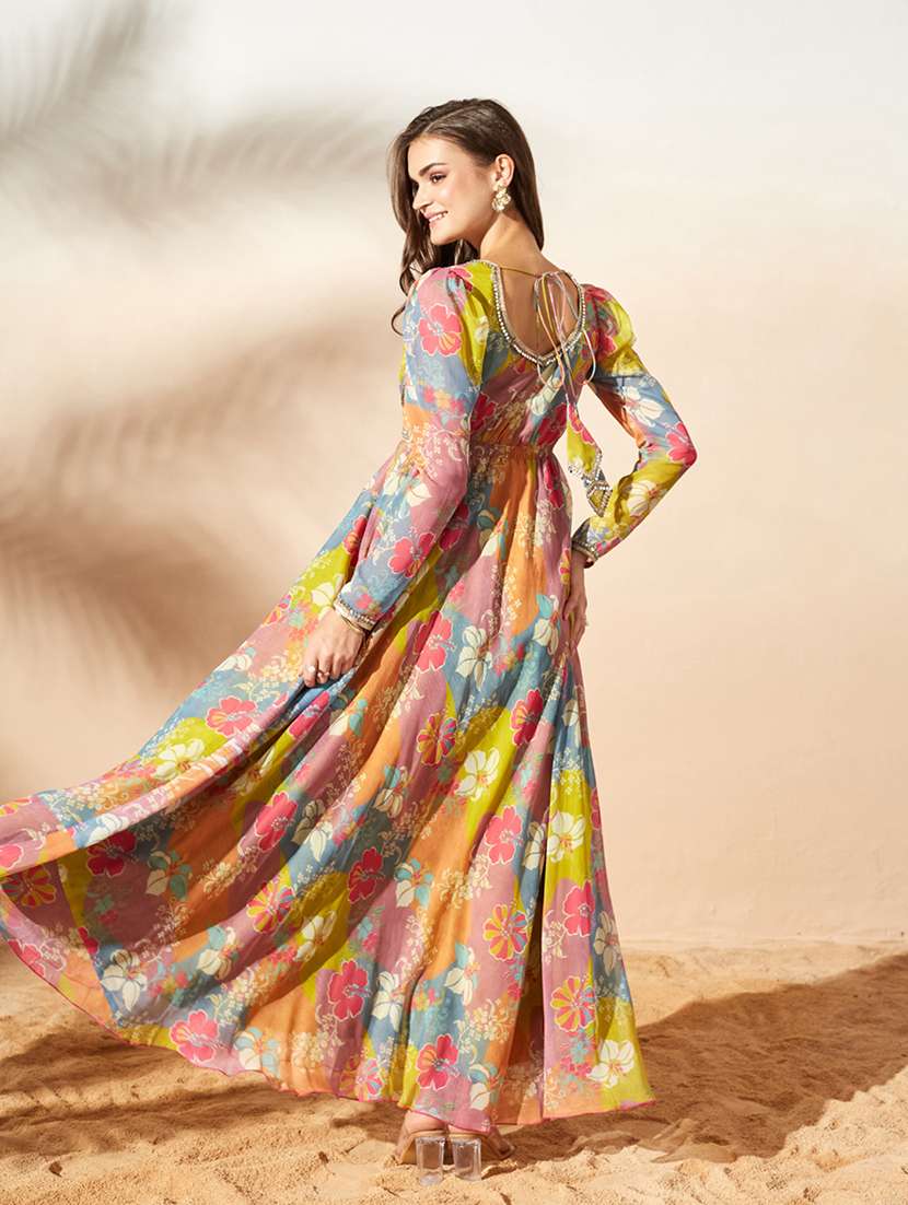 Women Printed Long Sleeves Anarkali Dress - 22587739 -  Standard Image - 4