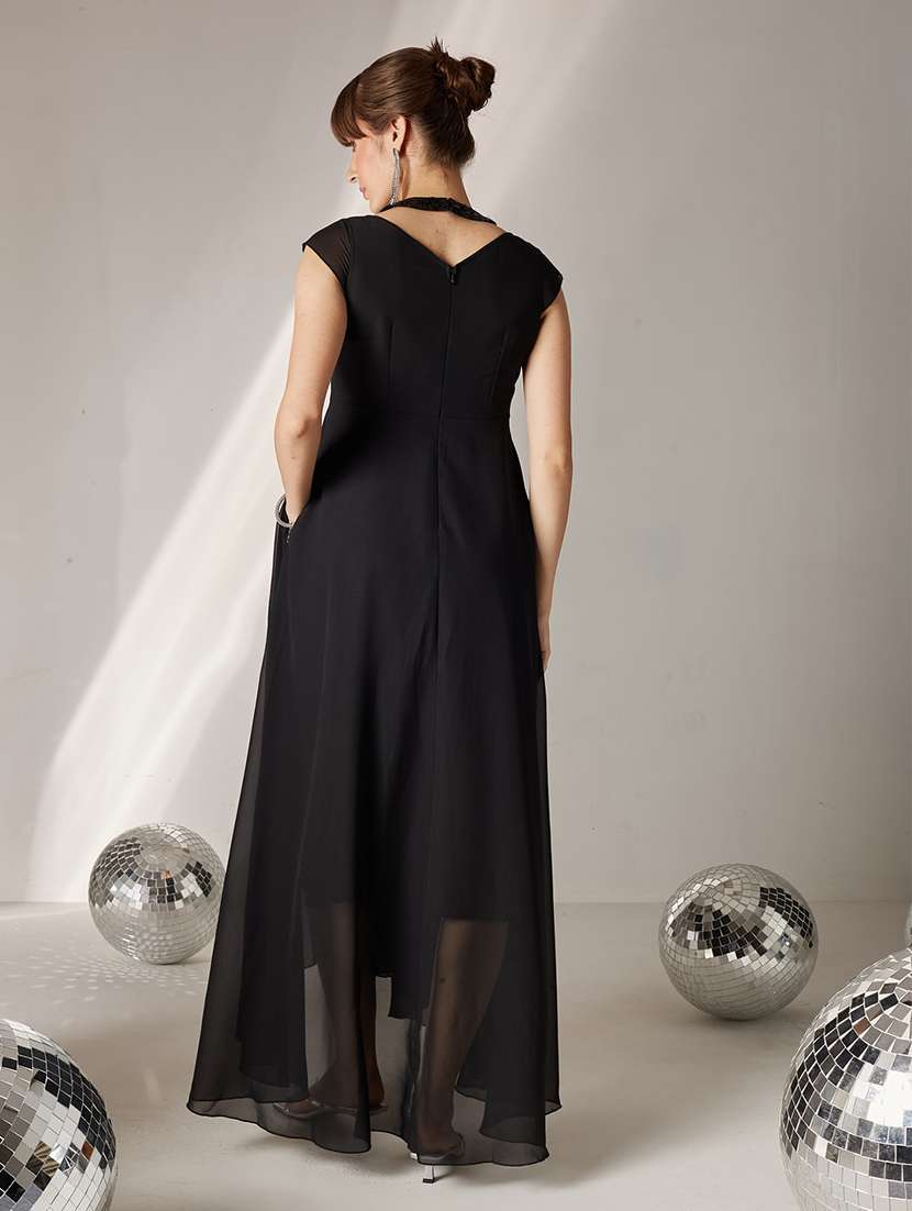 Women Sequined Cap Sleeves Fit And Flare Dress - 22587775 -  Standard Image - 4