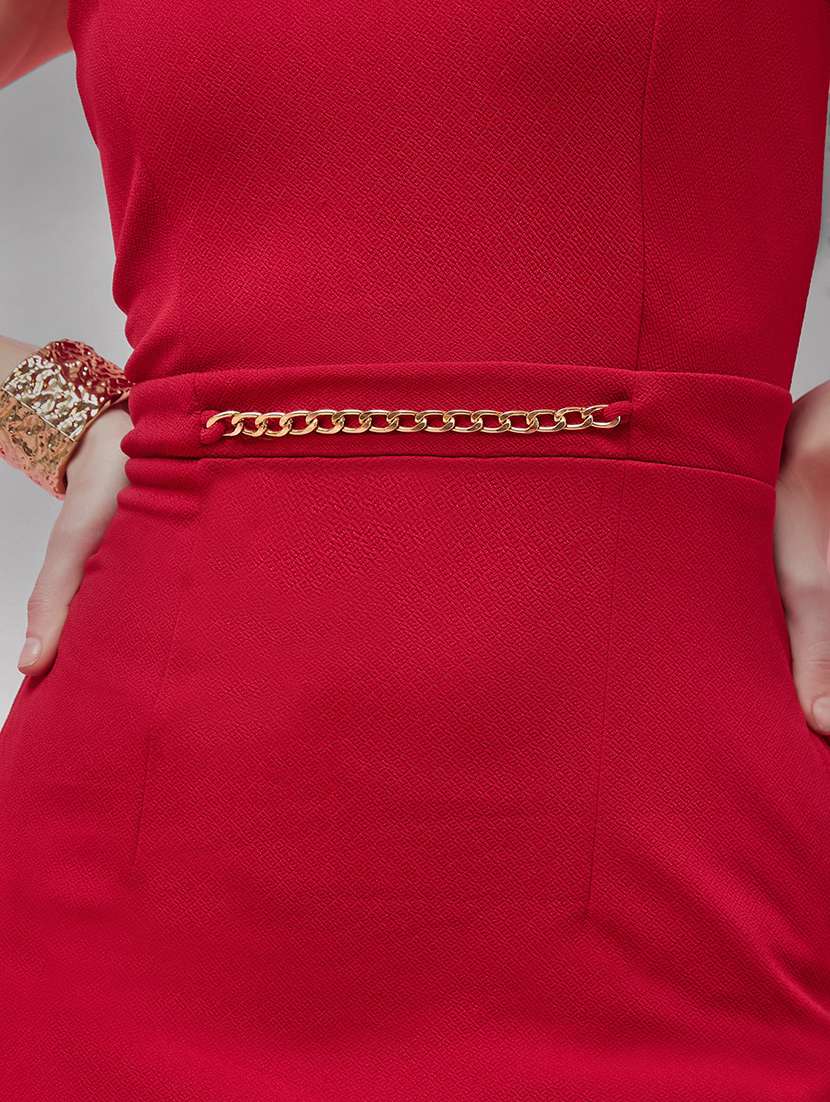 Women Solid Sleeveless Sheath Dress - 22587778 -  Standard Image - 1