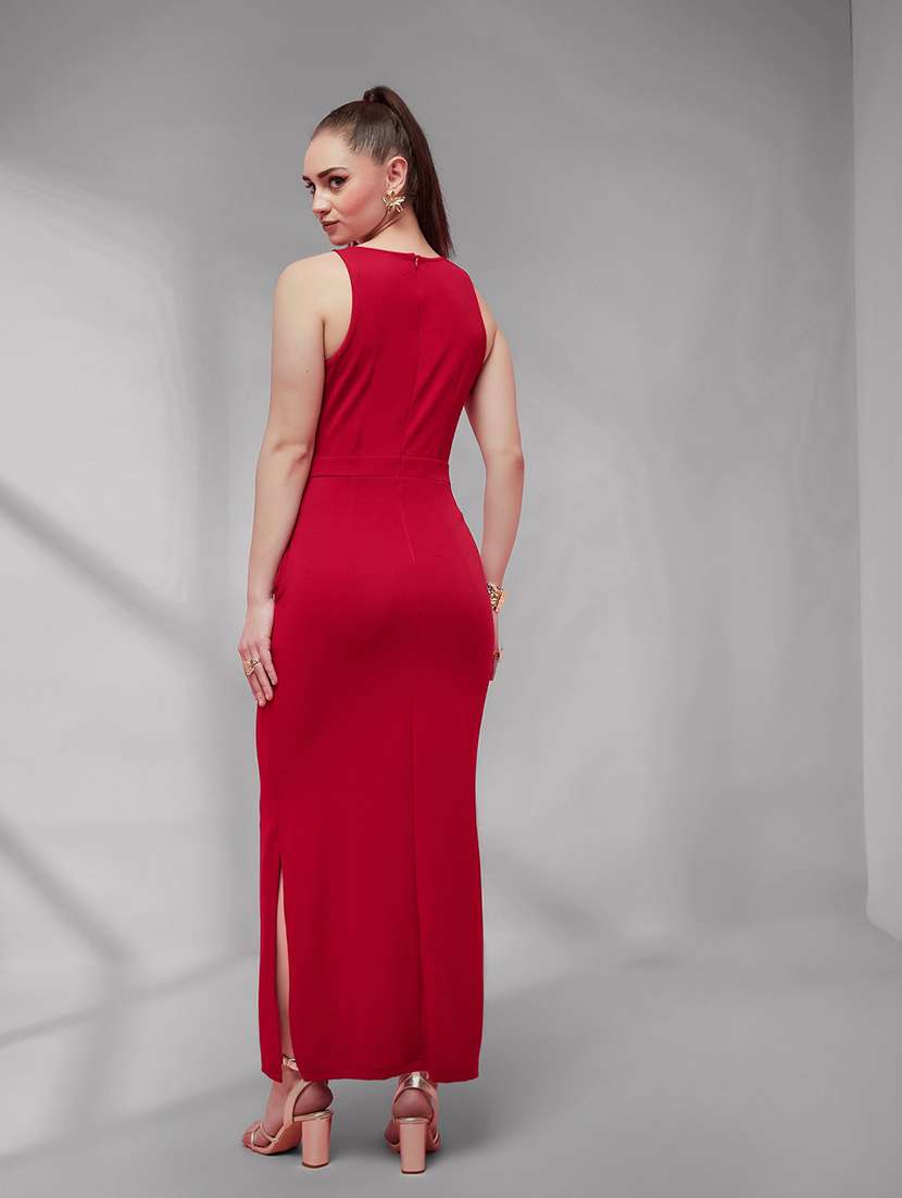 Women Solid Sleeveless Sheath Dress - 22587778 -  Standard Image - 4