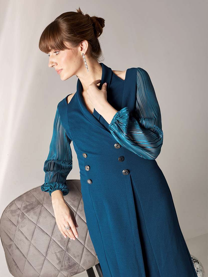 women self design bishop sleeves sheath dress - 22587786 -  Standard Image - 1
