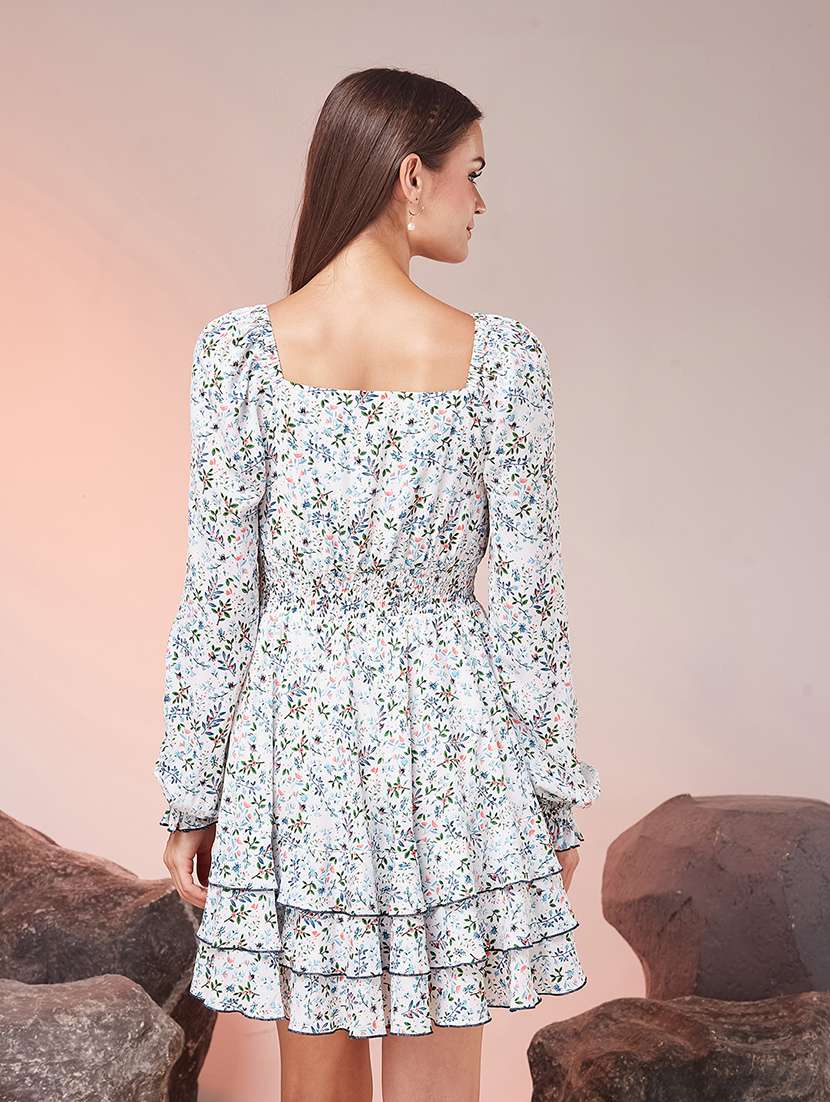 women printed long sleeves tiered dress - 22587791 -  Standard Image - 4