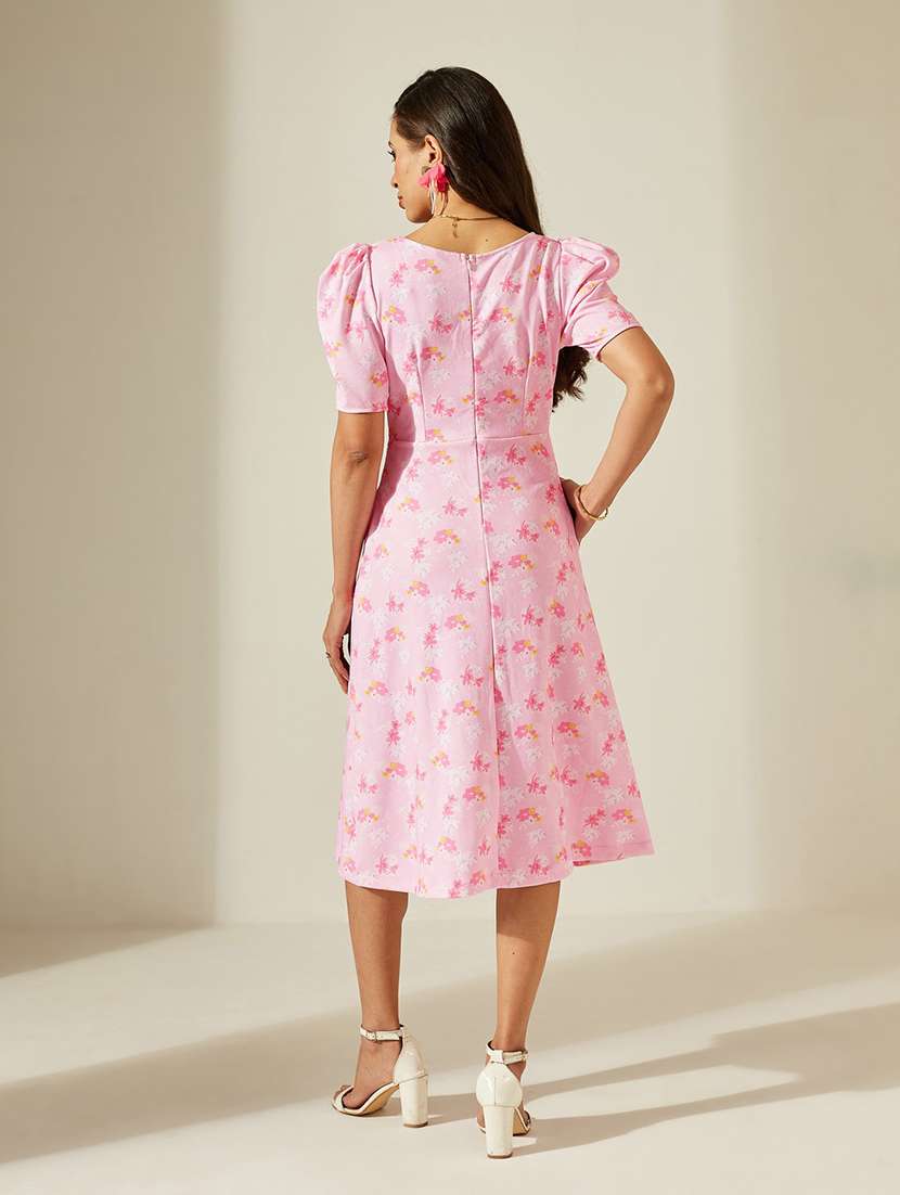 Women Printed Puff Sleeves A-line Dress - 22587804 -  Standard Image - 4