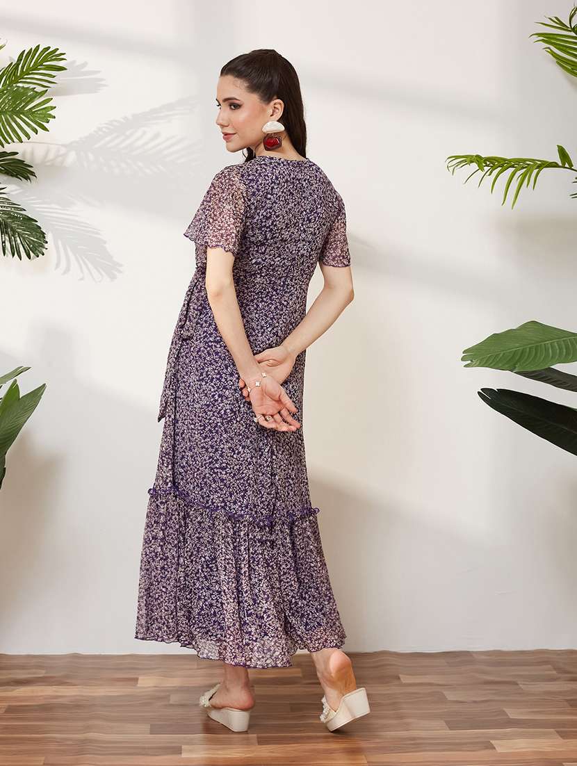 women printed flared sleeves tiered dress - 22587807 -  Standard Image - 4