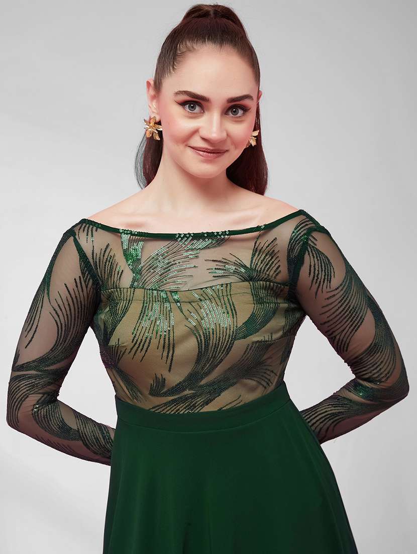 women embroidered long sleeves fit and flare dress - 22587813 -  Standard Image - 1