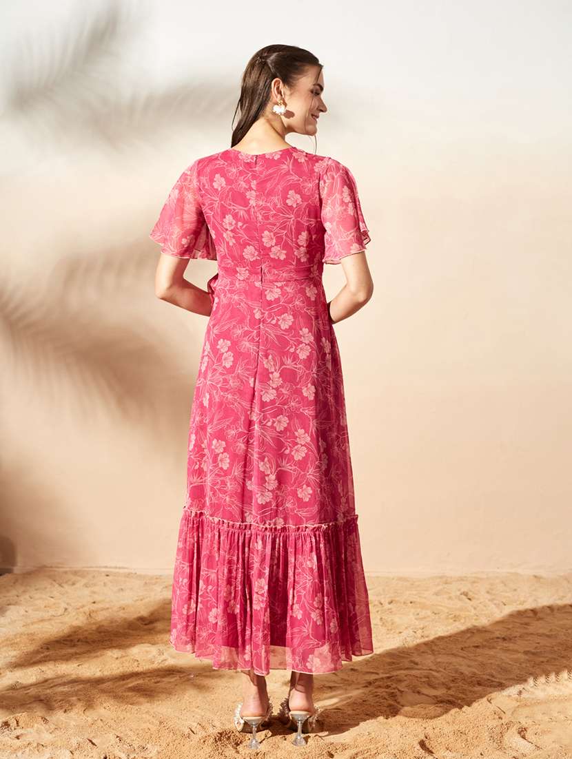 Women Printed Flared Sleeves Tiered Dress - 22587837 -  Standard Image - 4