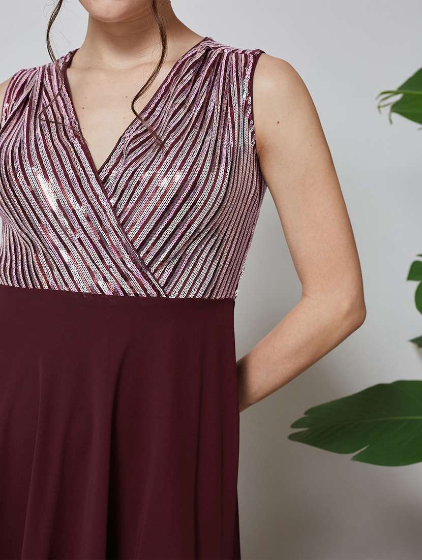 women sequined sleeveless fit and flare dress - 22587839 -  Standard Image - 1