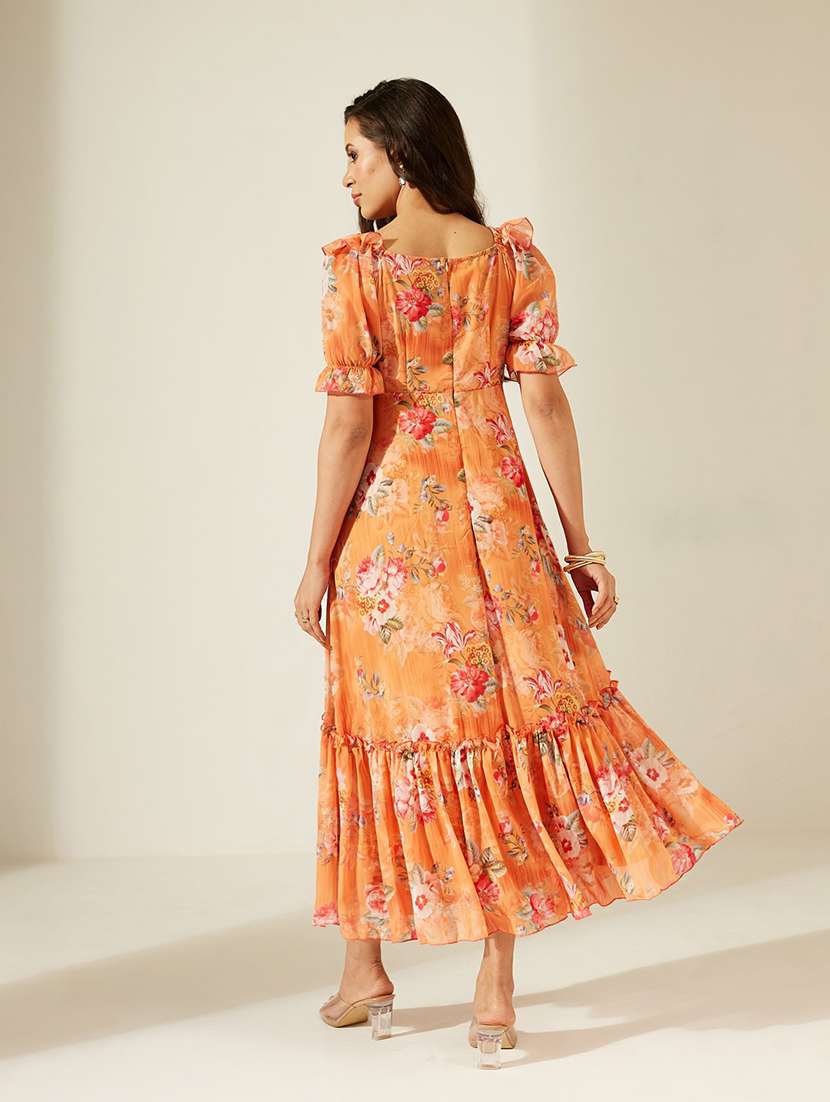 Women Printed Short Sleeves Tiered Dress - 22587847 -  Standard Image - 4