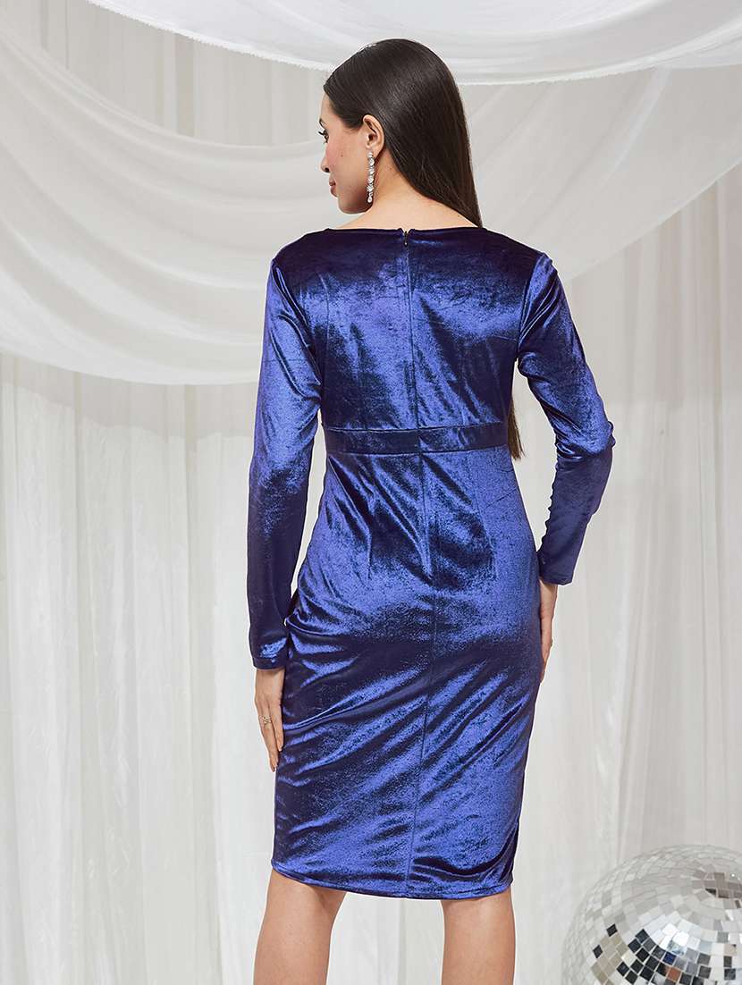 women solid long sleeves sheath dress - 22587856 -  Standard Image - 4