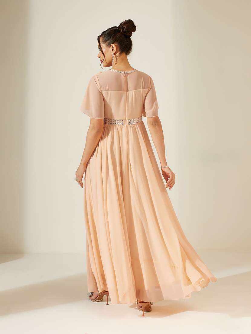 women embroidered flared sleeves fit and flare dress - 22587857 -  Standard Image - 4