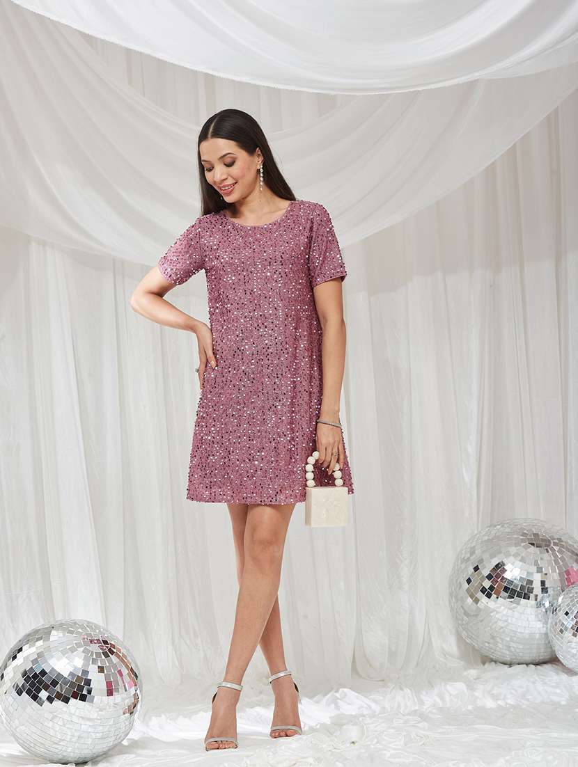 Women Embellished Short Sleeves A-line Dress - 22587863 -  Standard Image - 4