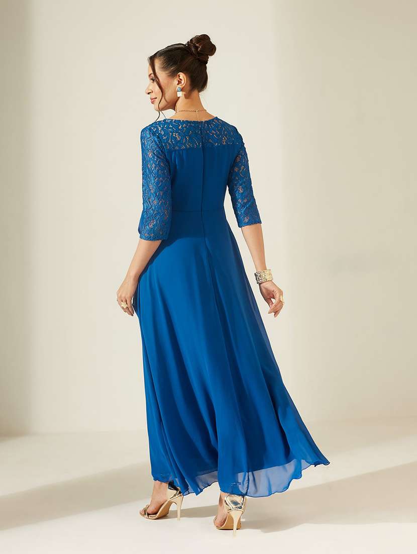 Women Self Design Three Quarter Sleeves Wrap Dress - 22587865 -  Standard Image - 4