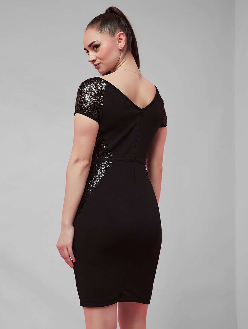 Women Sequined Short Sleeves Bodycon Dress - 22587870 -  Standard Image - 4