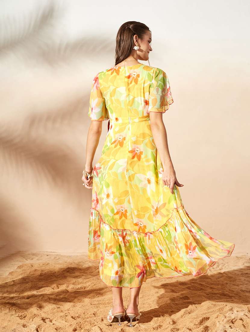 women printed flared sleeves tiered dress - 22587885 -  Standard Image - 4