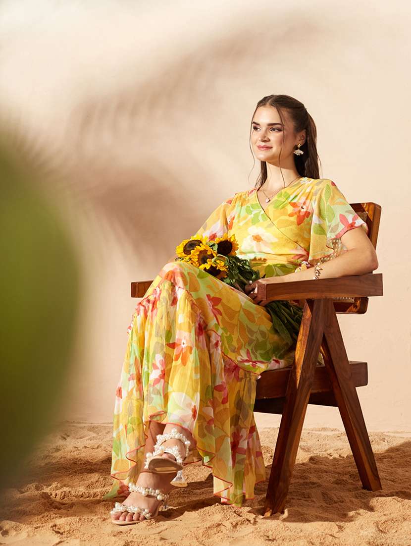 women printed flared sleeves tiered dress - 22587885 -  Standard Image - 6
