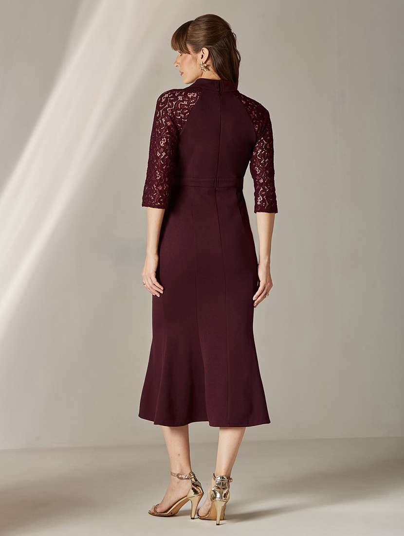 women self design three quarter sleeves sheath dress - 22587893 -  Standard Image - 4