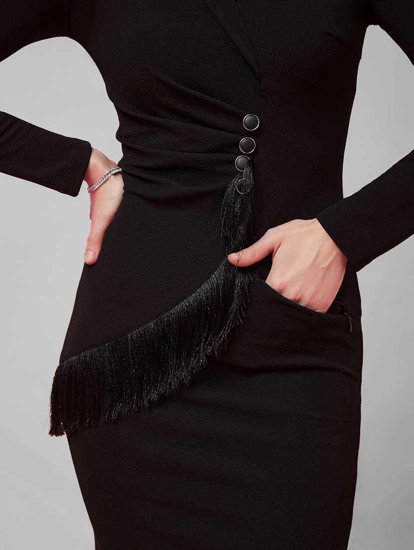 Women Solid Long Sleeves Bodycon Dress - 22587895 -  Standard Image - 1