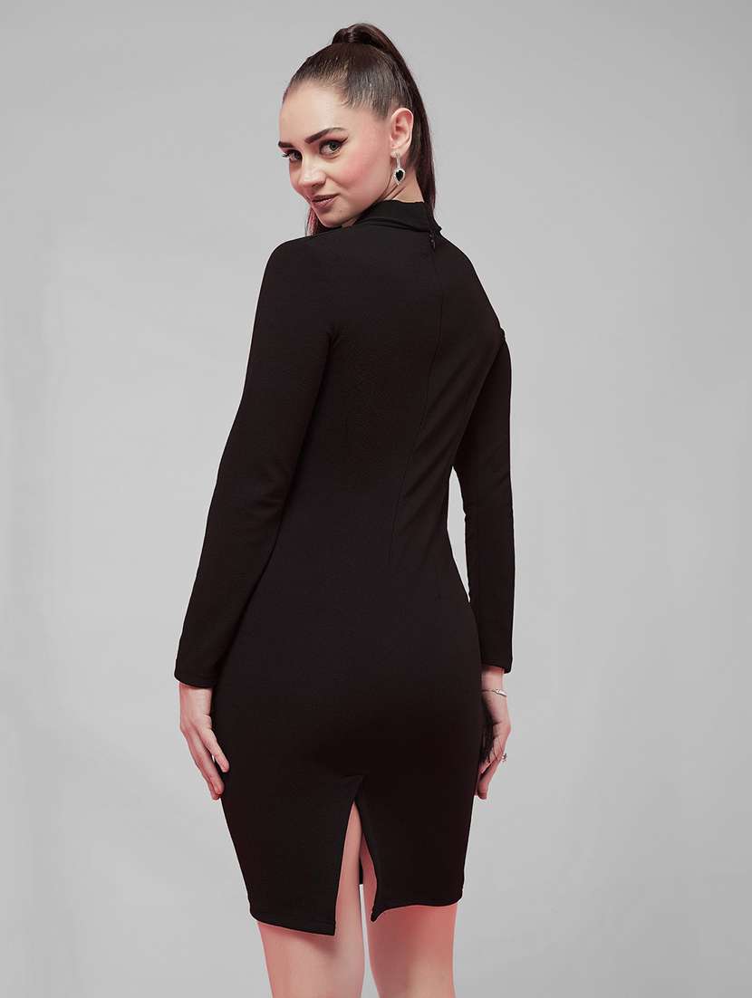 Women Solid Long Sleeves Bodycon Dress - 22587895 -  Standard Image - 4