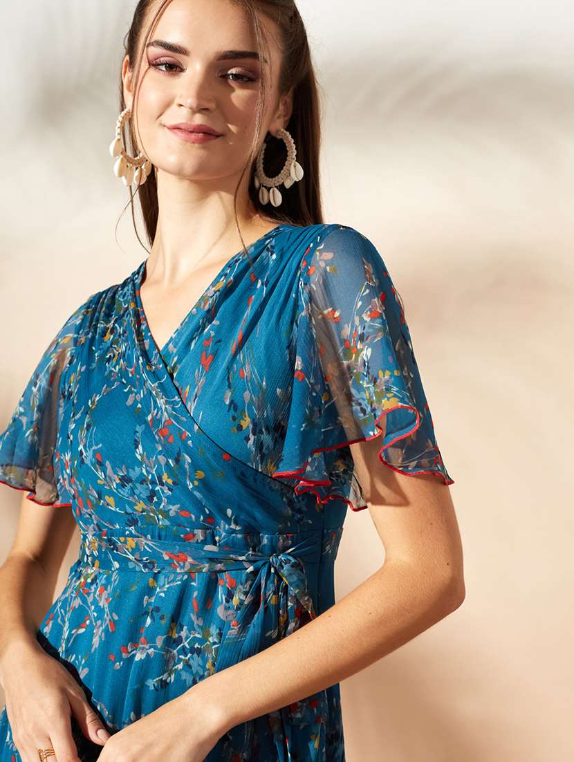 Women Printed Flared Sleeves Tiered Dress - 22587900 -  Standard Image - 1