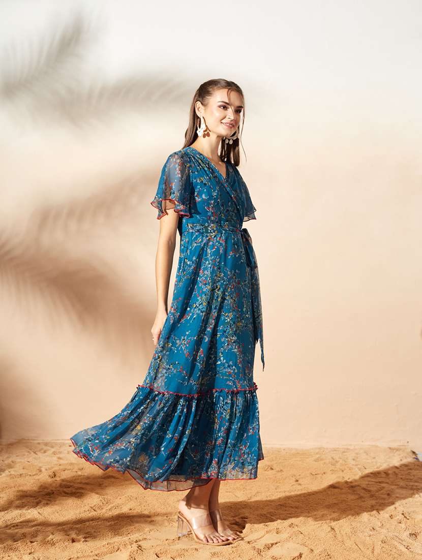 Women Printed Flared Sleeves Tiered Dress - 22587900 -  Standard Image - 4
