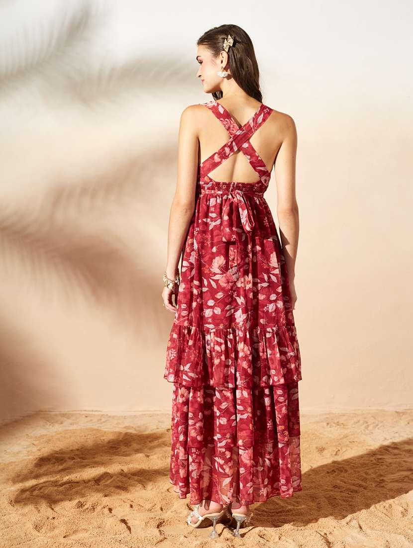 women printed sleeveless tiered dress - 22587902 -  Standard Image - 4