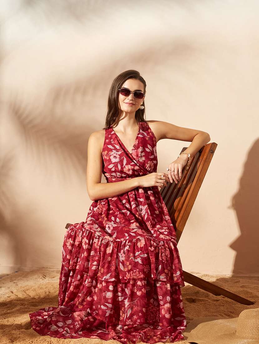 women printed sleeveless tiered dress - 22587902 -  Standard Image - 6