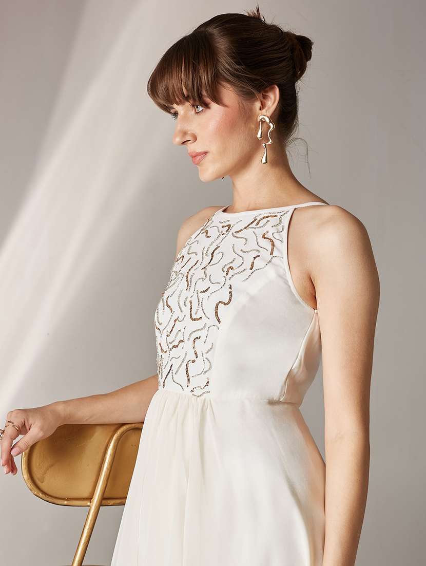 women embroidered sleeveless layered dress - 22587904 -  Standard Image - 1