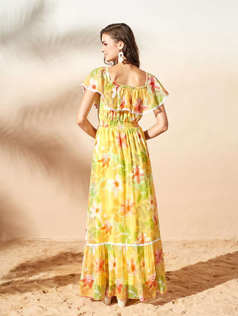 women printed off shoulder tiered dress - 22587916 -  Standard Image - 4