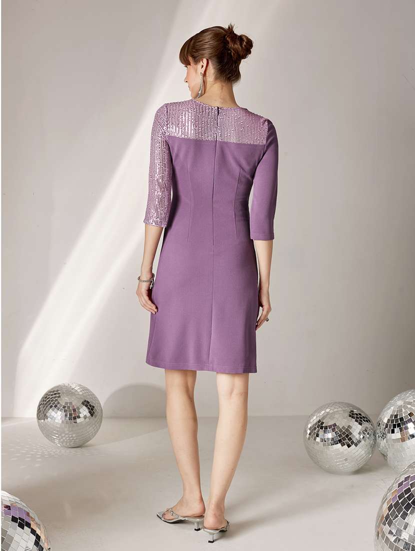 Women Sequined Three Quarter Sleeves Sheath Dress - 22587921 -  Standard Image - 4