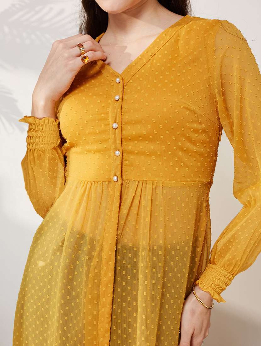 women self design long sleeves regular tunic - 22587927 -  Standard Image - 1